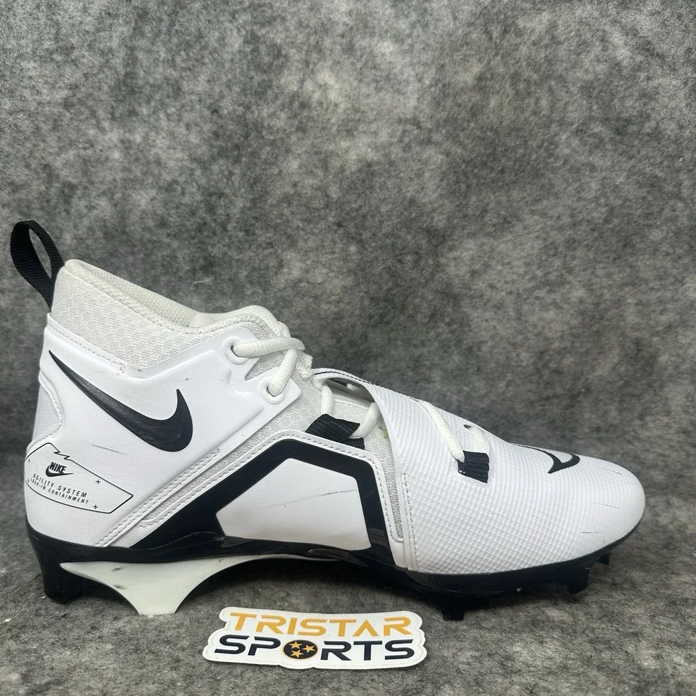 Nike Alpha Menace Pro 3 Football Cleats Mens Size 10.5 White Black CT6649-100